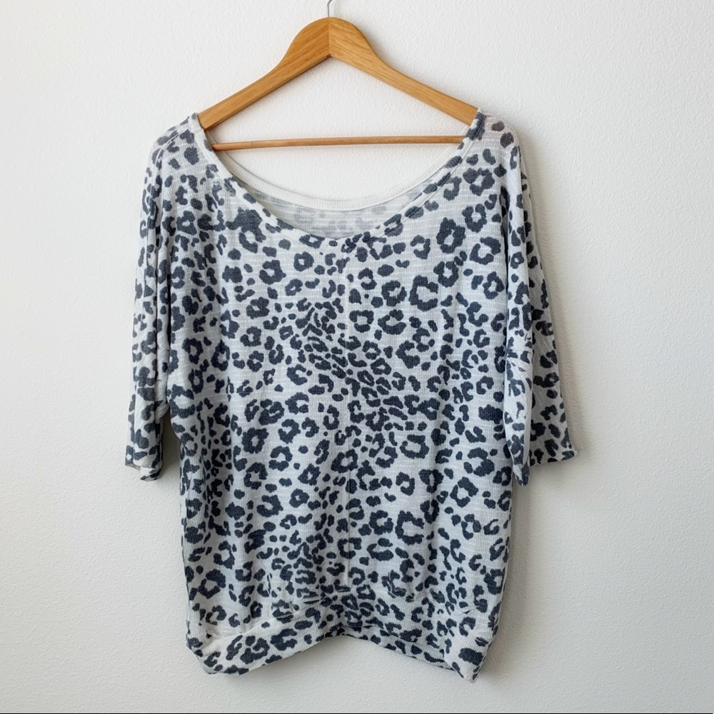 Ladies Gray Leopard Blouse